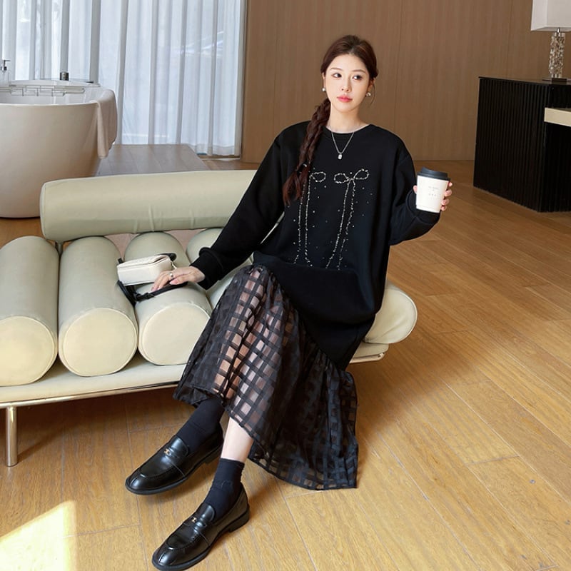 【dress】ビジュードッキングカジュアルワンピース　M28929