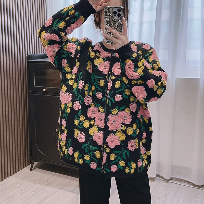 【outer】刺繍ニットカーデ　M25879