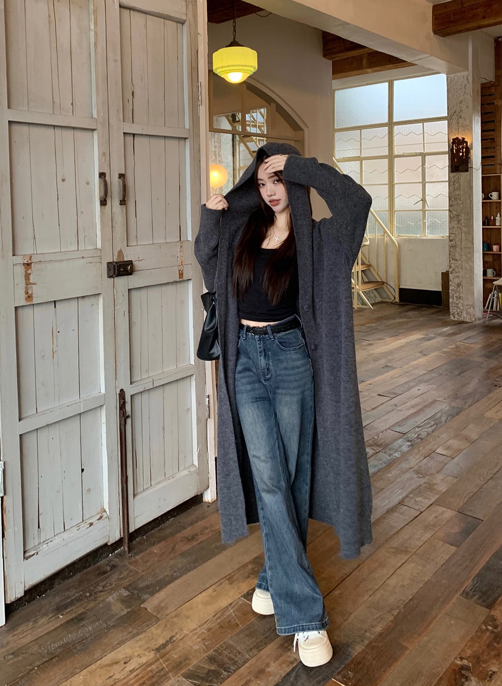 【outer】ロング丈ニットカーデ　M26335