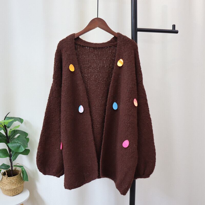 【outer】スパンコールニットカーデ　M28600