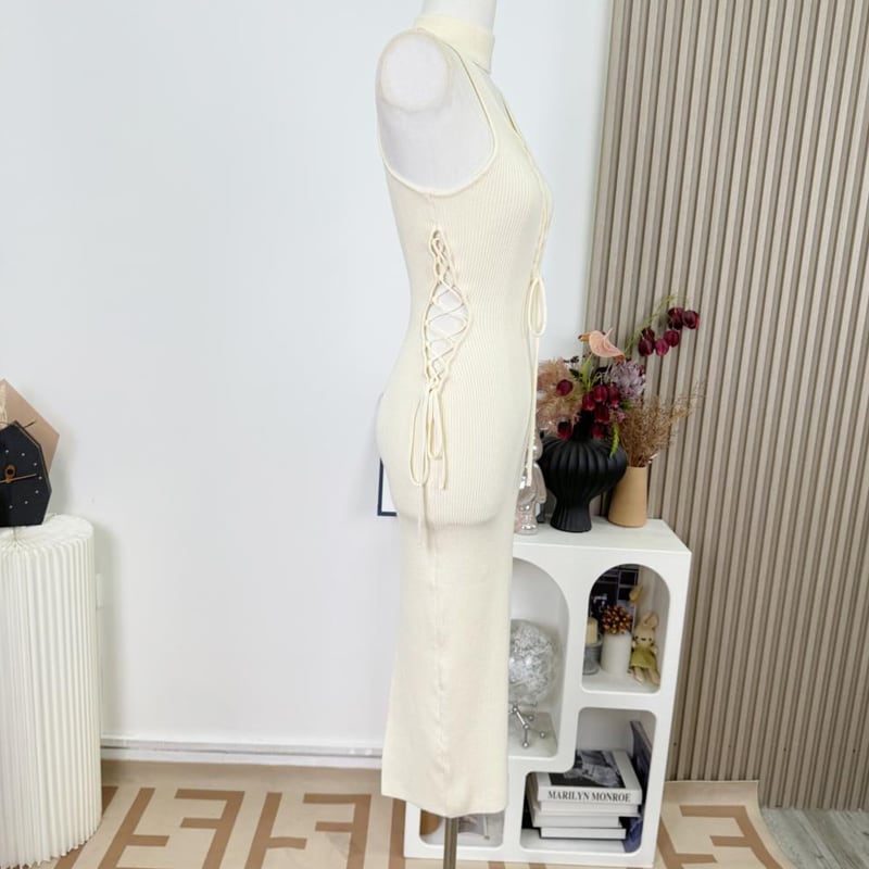 【dress】ノースリーブニットワンピース Q7633