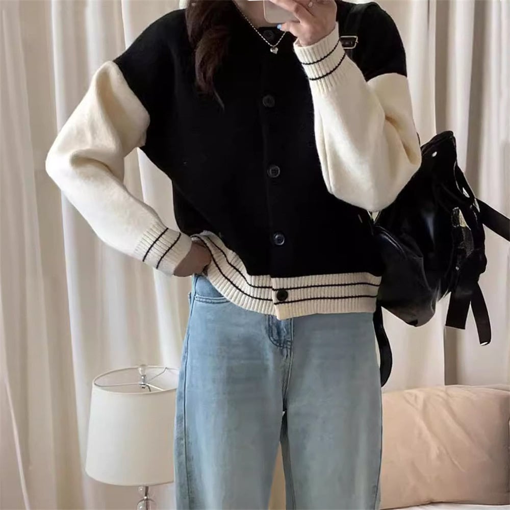 【outer】配色ニットカーデ　M25964