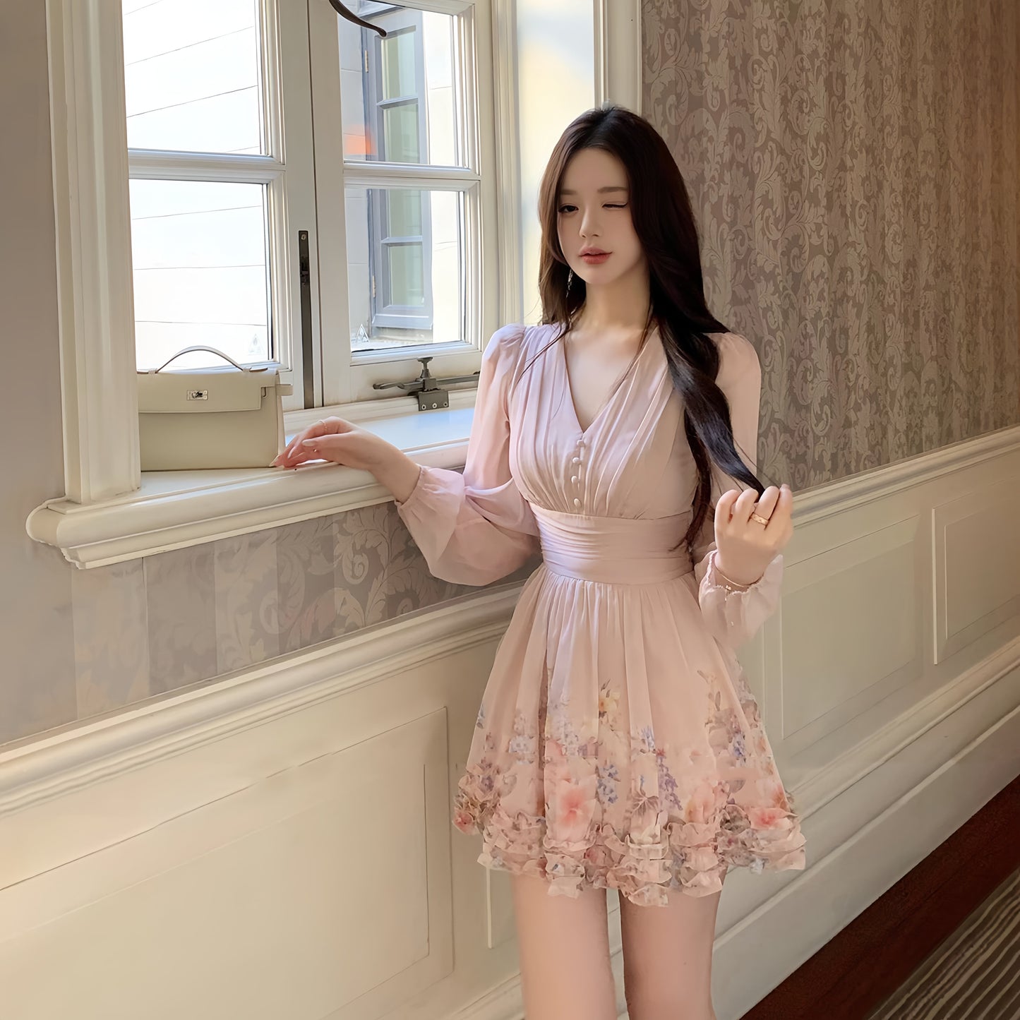 【dress】ギャザーフリルミニワンピース　N3262