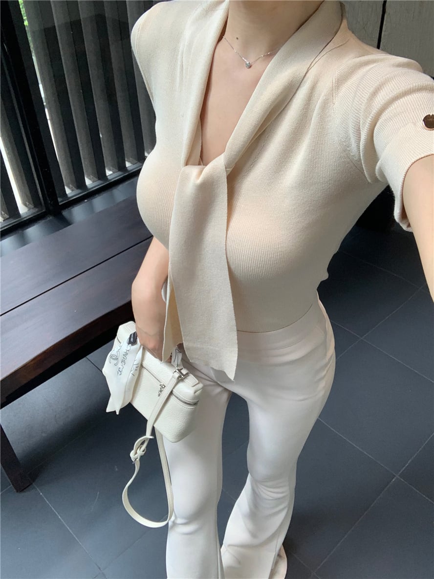 【tops】Vネック体型カバーTシャツG21336