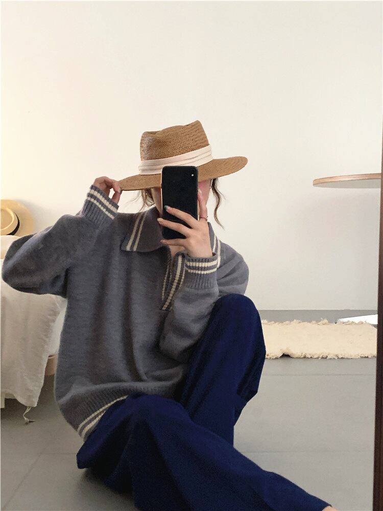 【tops】POLOネックニットプルオーバー　M19022