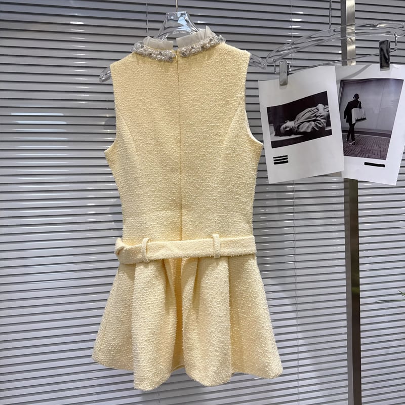 【dress】ツイードレース付きベストワンピース Q7891