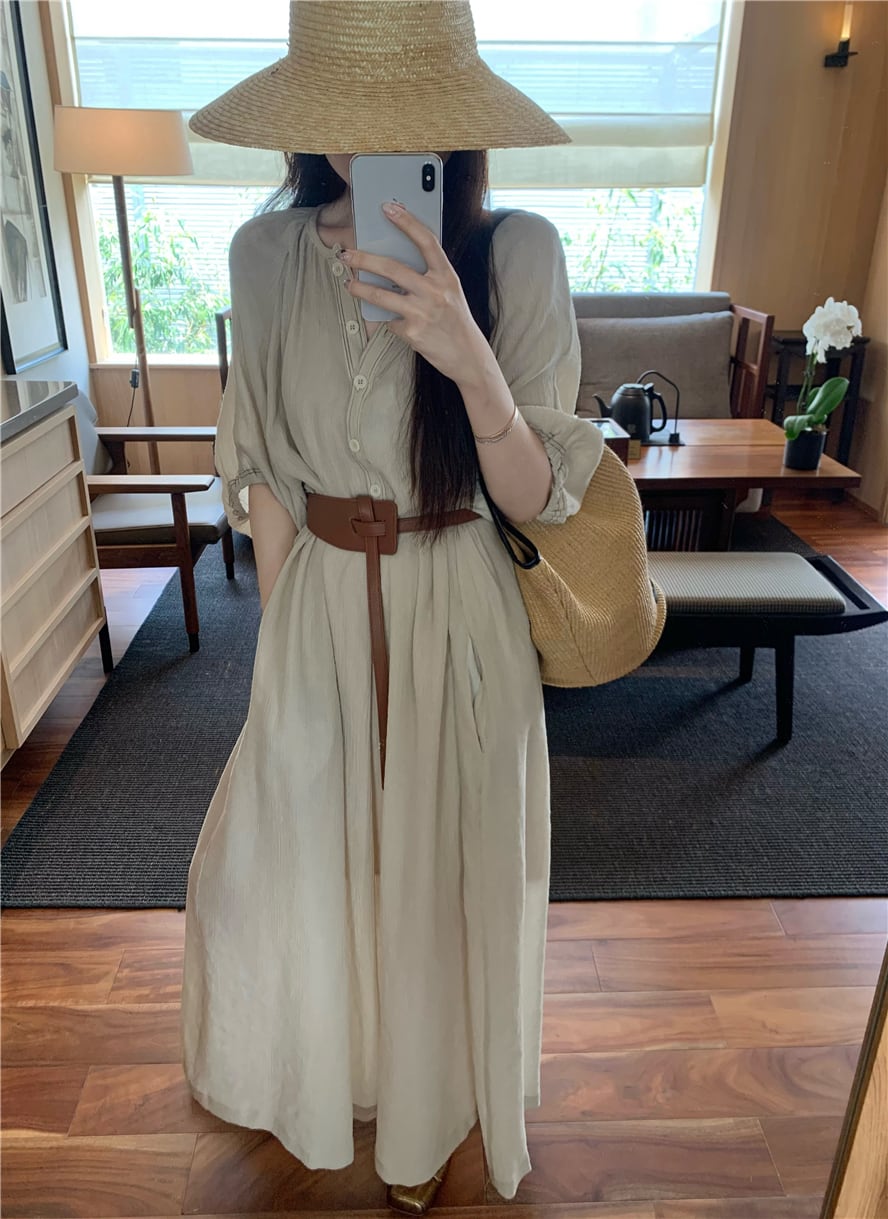 【dress】ベルト付きシャツワンピース　N2670