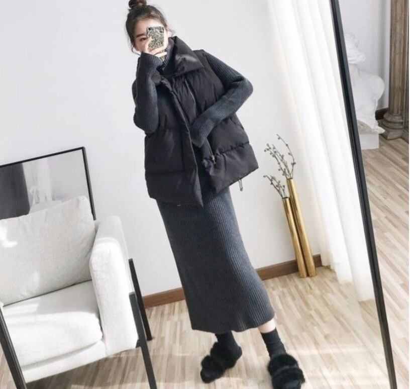 【dress】秋冬気質満点レトロフランス風着痩せハイネックニットワンピース G2598