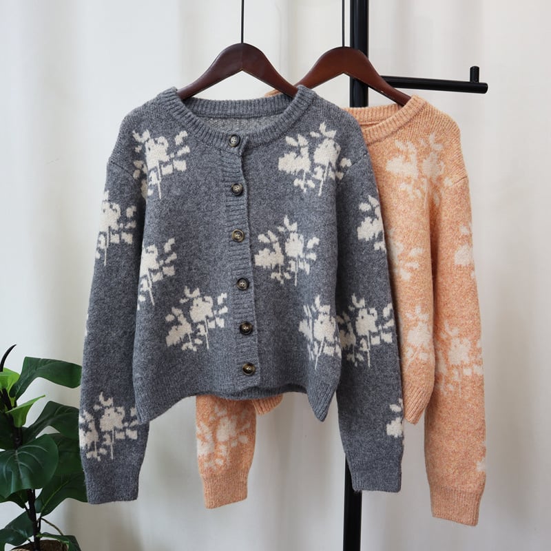 【outer】ジャカードニットカーデ　M25372