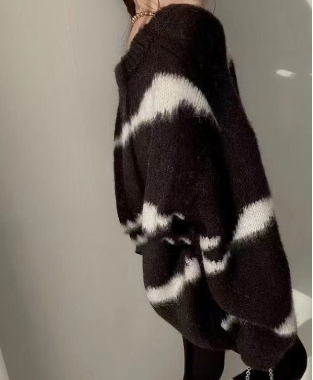 【outer】気質溢れる♪4色Vネック長袖秋配色着回しニットゆったりカーディガンW0517