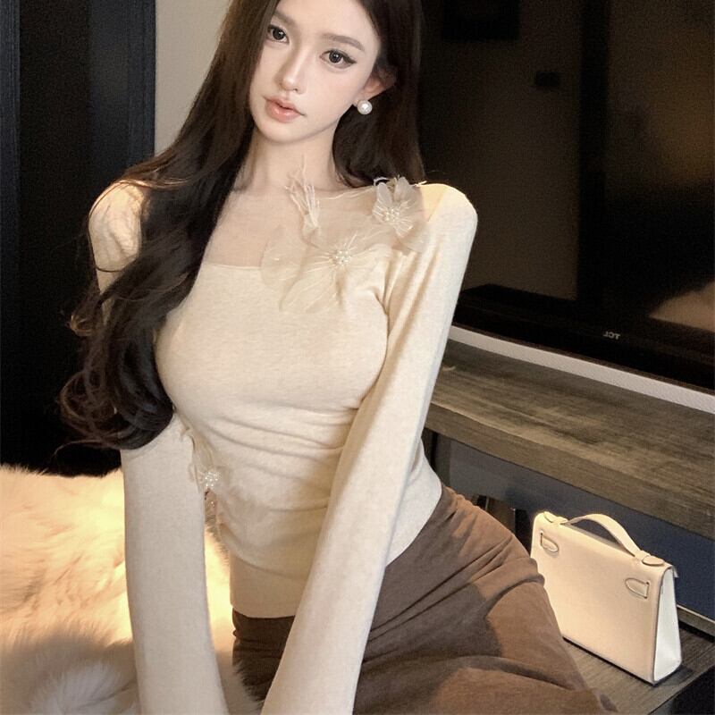 【tops】チュールコンビ立体フラワートップス　M28376