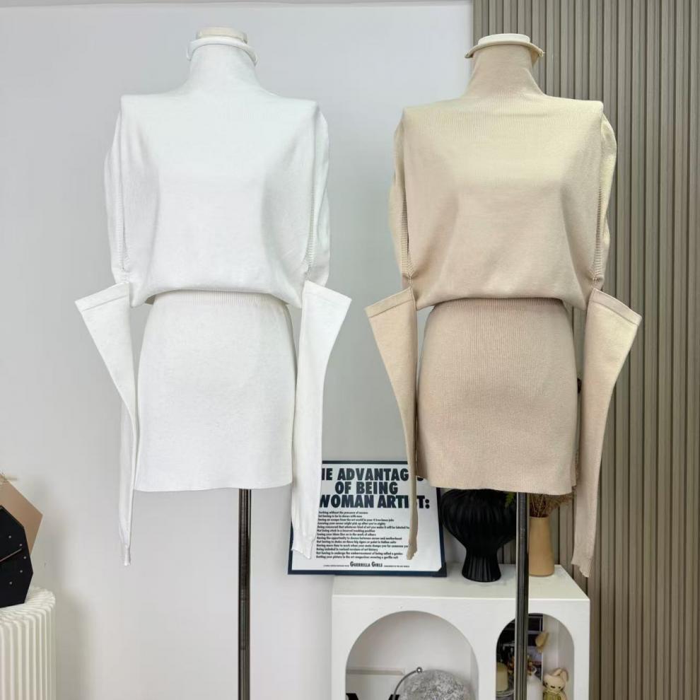 【dress】アームカバー付きニットケープワンピース　M28368