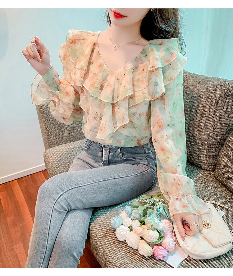 【tops】花柄シャツトップス　M18479