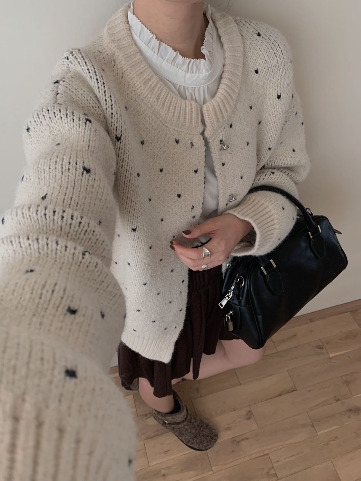 【outer】ハート柄ニットカーデ　M27245