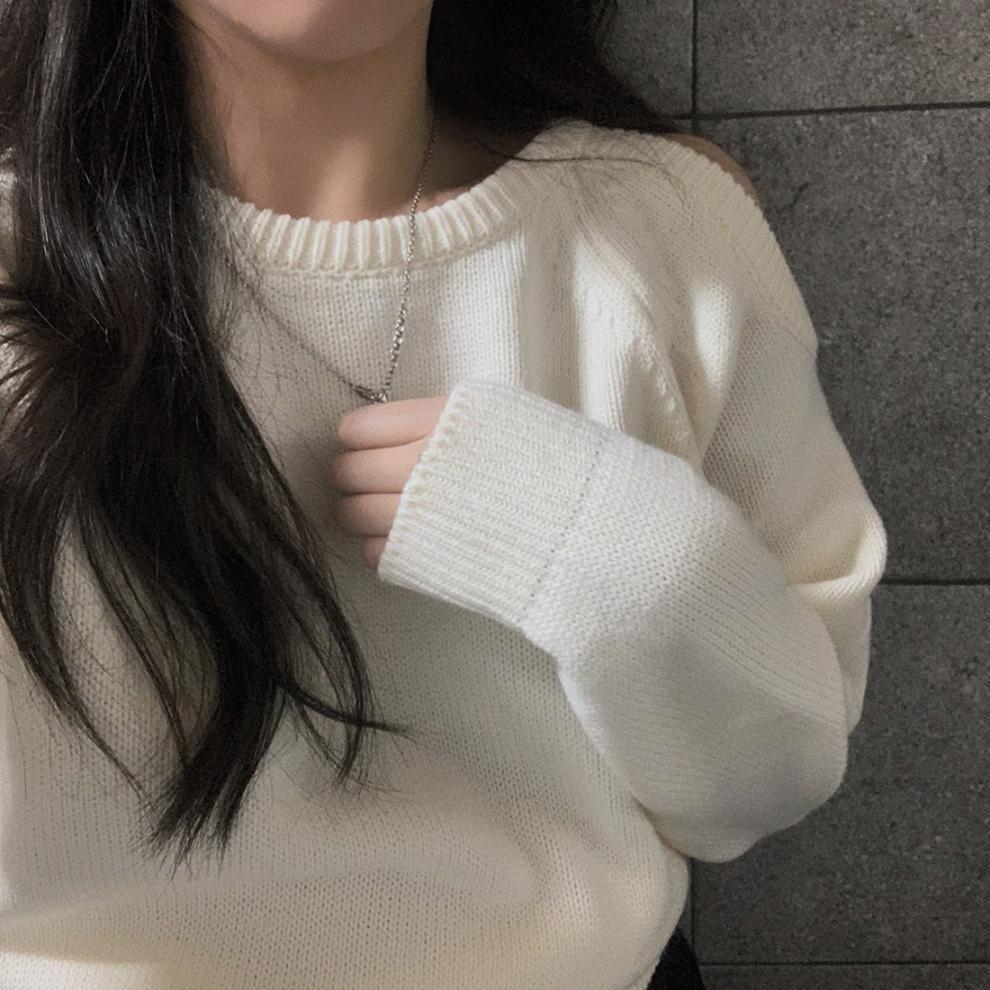 【tops】オフショルダーニットセーター　M27355