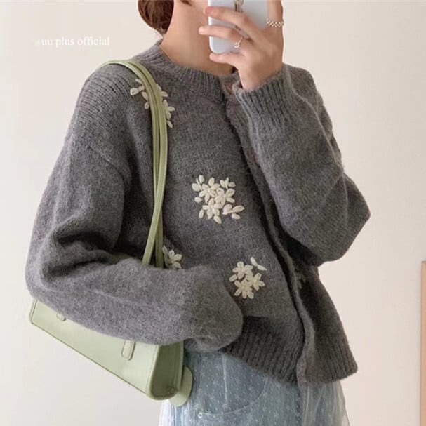 【outer】刺繍ニットカーデ　M17962
