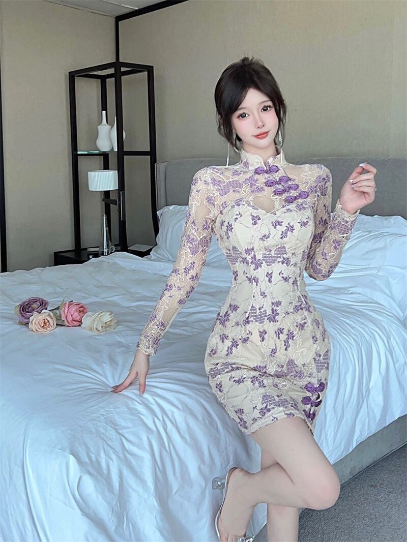 【dress】レースドッキングワンピース　M29367