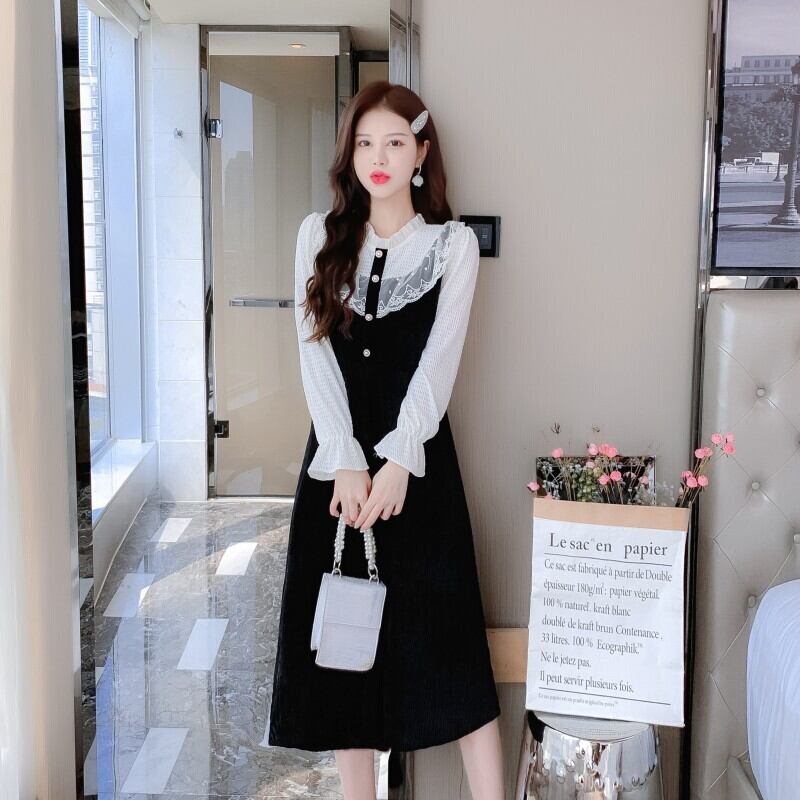 【dress】フリルドッキングワンピース　M18863