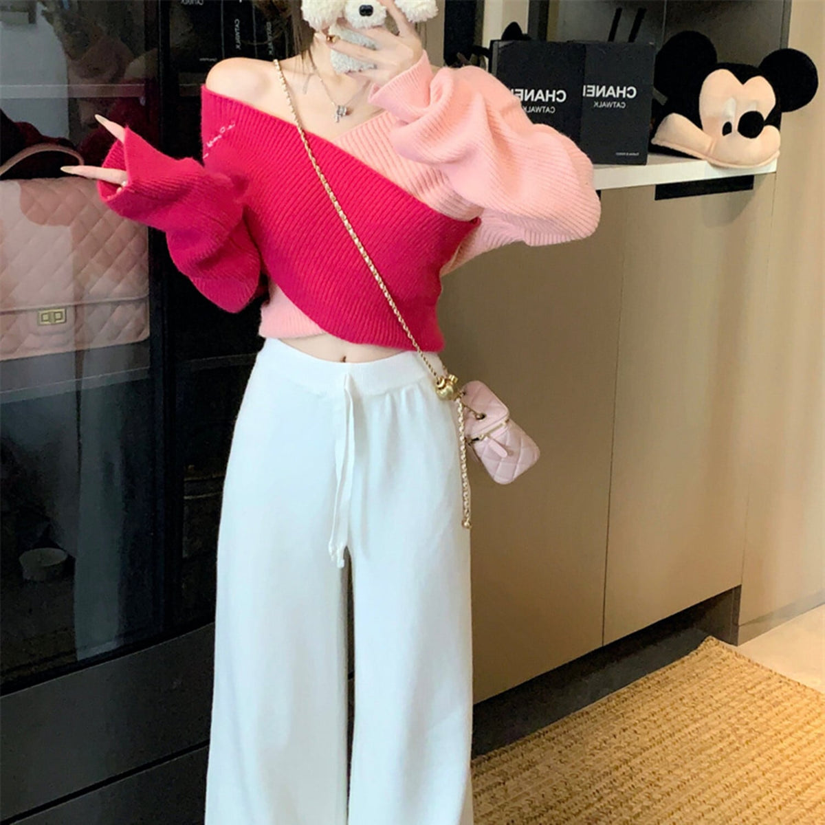【tops】配色切り替えニットトップス　N2907