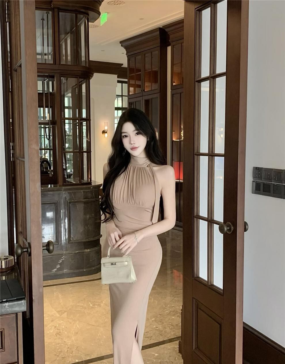 【dress】ノースリーブロングワンピース Q8082
