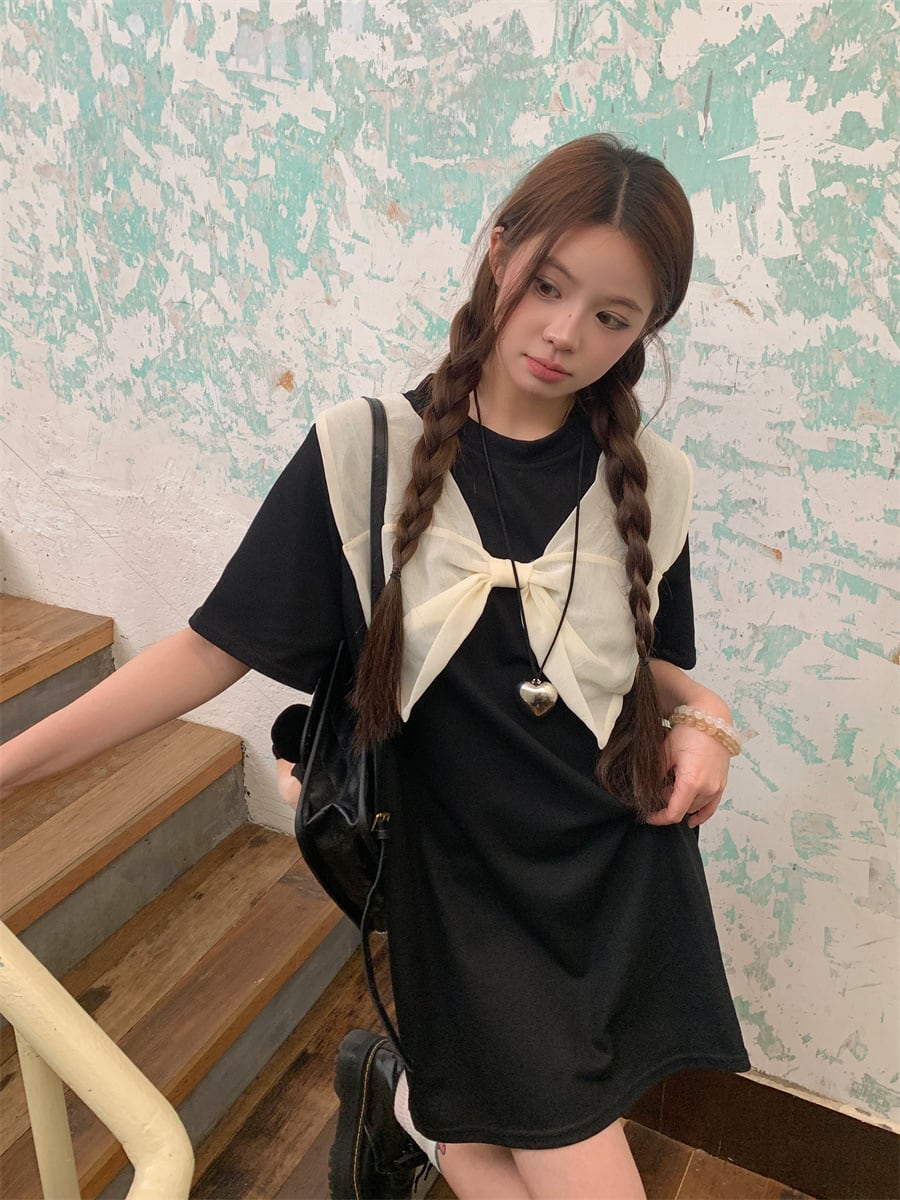 【dress】リボン付きワンピース　M25038