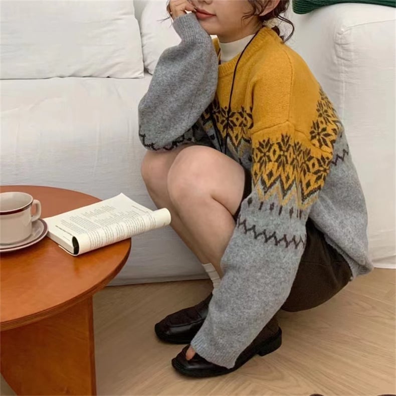 【tops】ジャカードニットセーター　M27137
