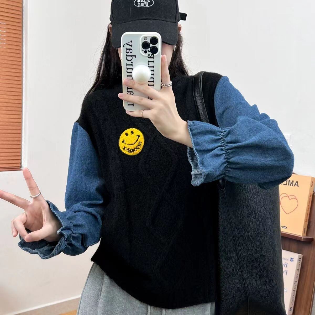 【tops】ドッキングニットセーター　M18457