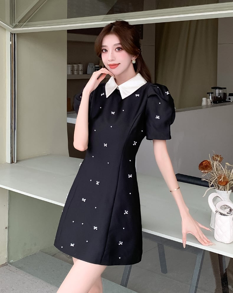 【dress】ビーズパフスリーブワンピース G21107