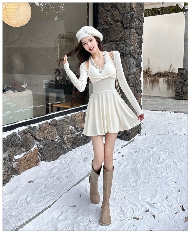 【dress】ビジューデートワンピース　M27418
