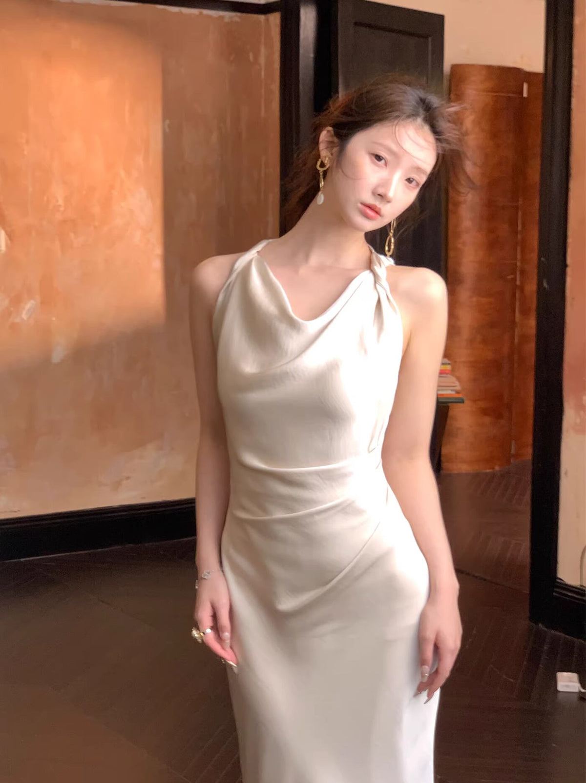 【dress】ノースリーブロングワンピース Q7983