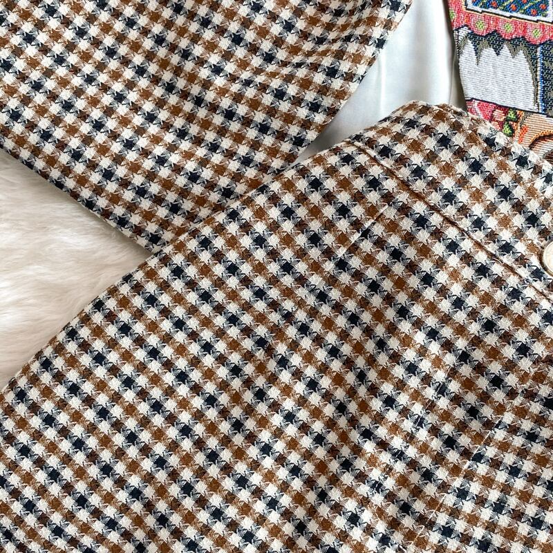 【set】チェック柄チョッキ+ショートパンツ２点セットG20716