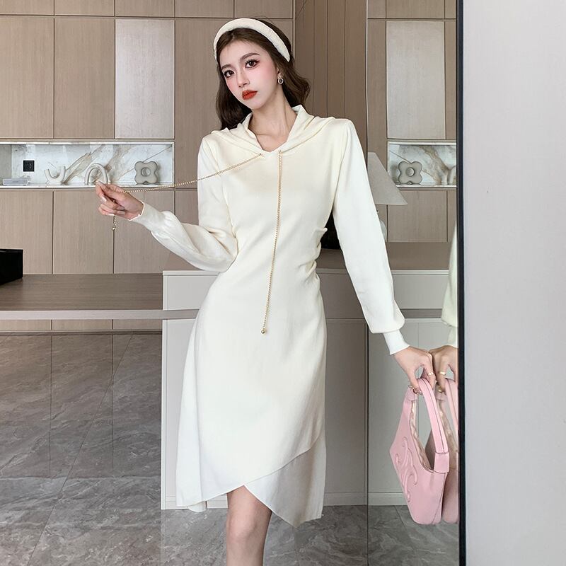 【dress】フード付きニットワンピース　M18536