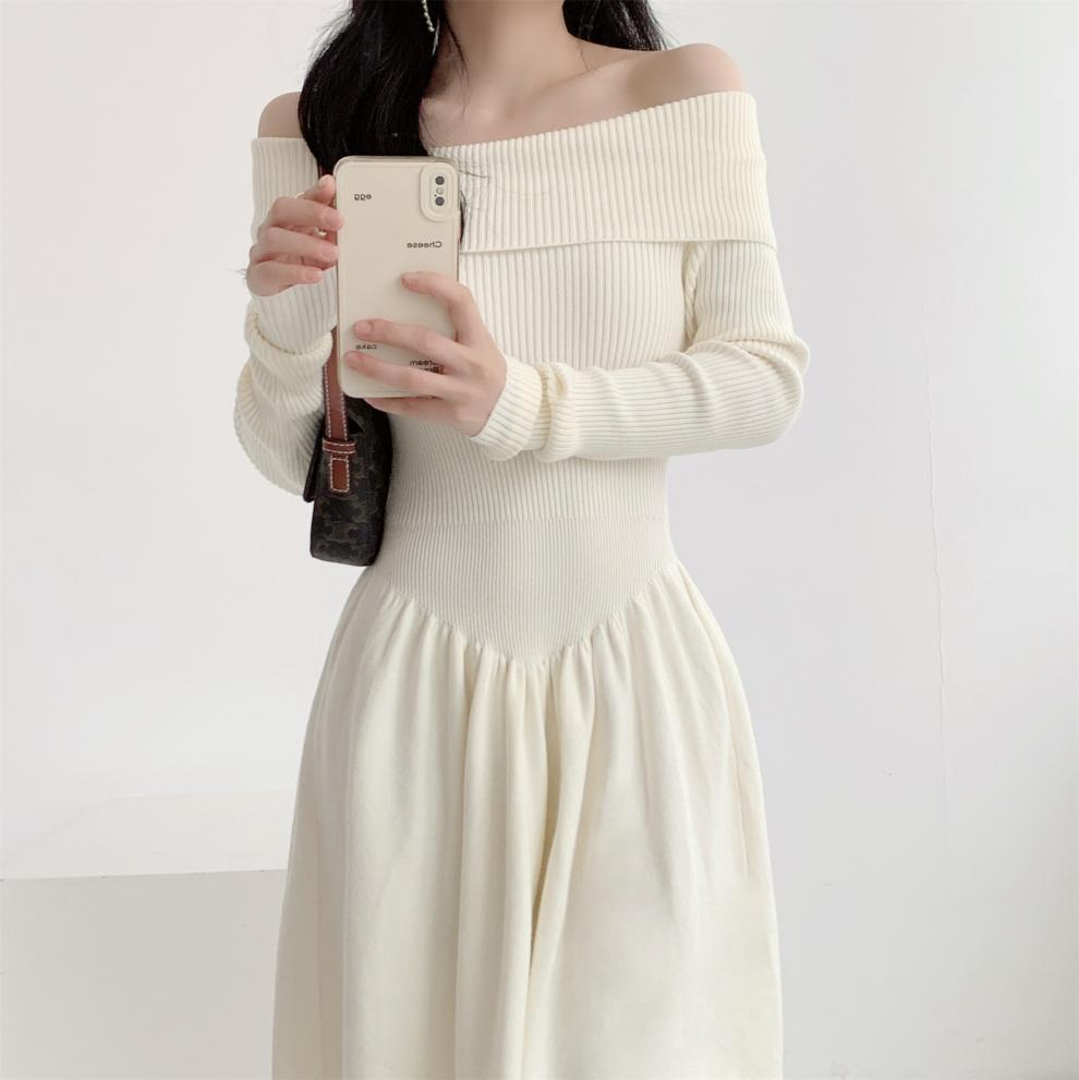 【dress】オフショルダーニットワンピース　M28032