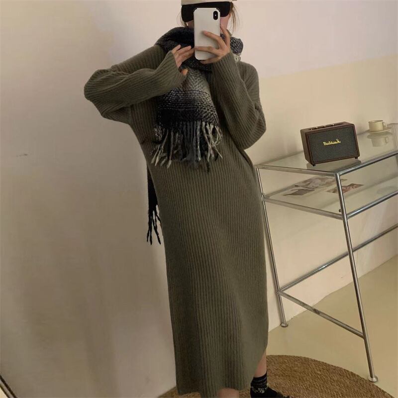 【dress】無地ニットワンピース　M19129