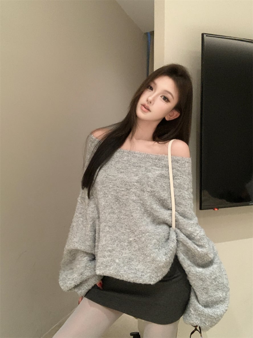 【tops】オフショルダーニットセーター　M28417