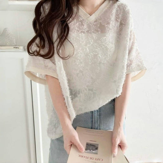 【tops】Vネック無地TシャツG20319