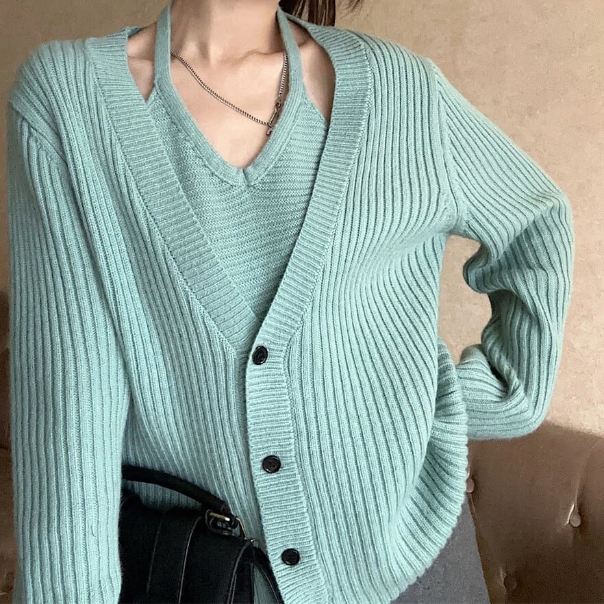 【outer】切り替えニットカーデ　M25425