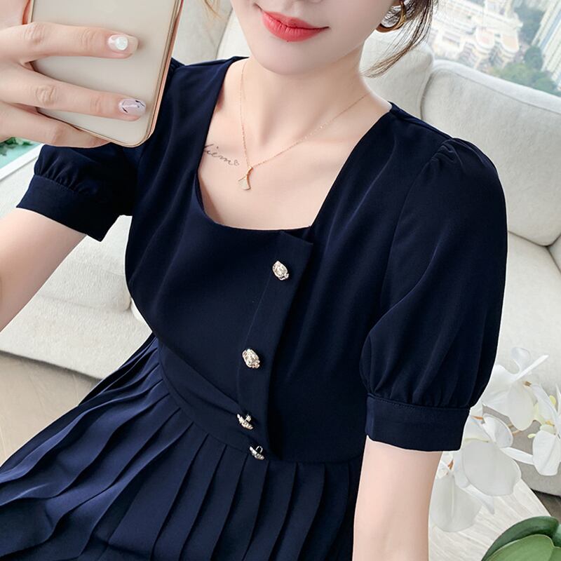 【dress】美人度アップ!気質満点スウィートスクエアネック夏 デザインワンピース G0538