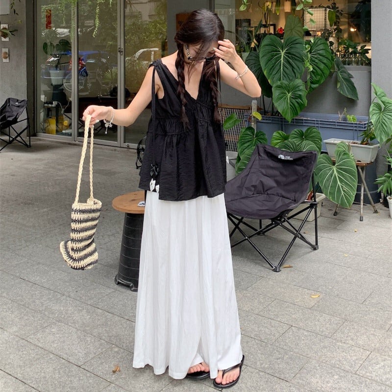 【set】ノースリーブトップス×ワイドパンツセット　M24903