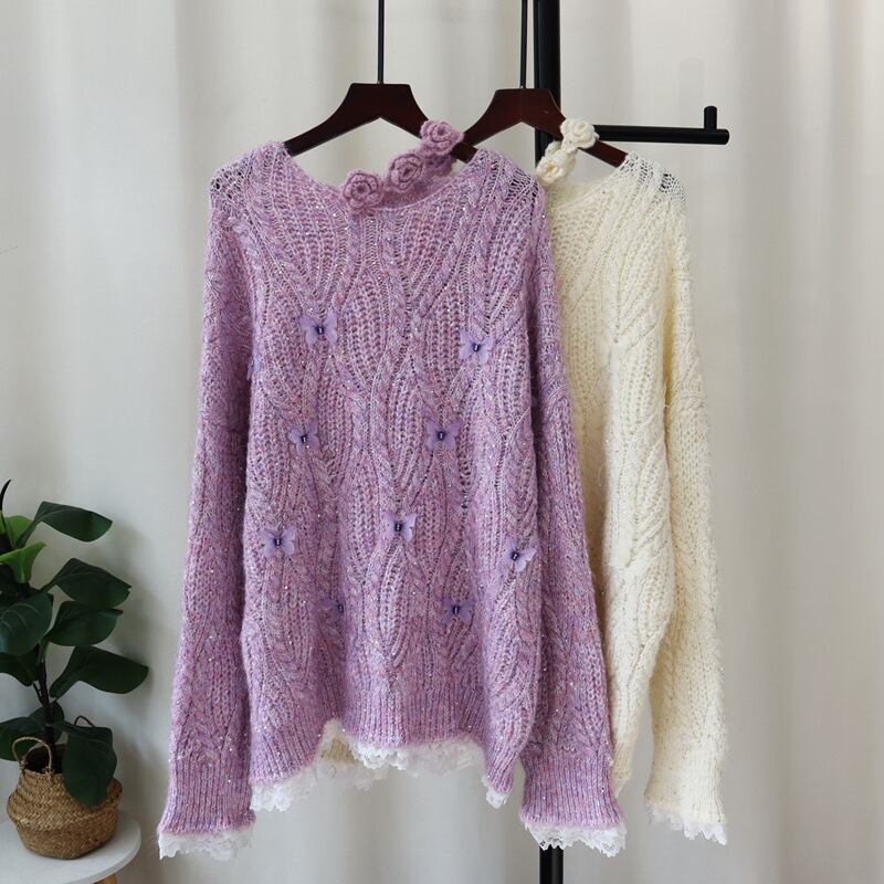 【tops】立体フラワーニットセーター　M28078