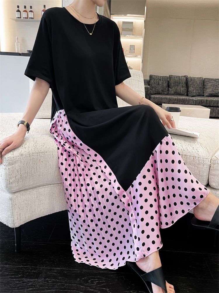 【dress】ドット柄切り替えワンピース　M25160