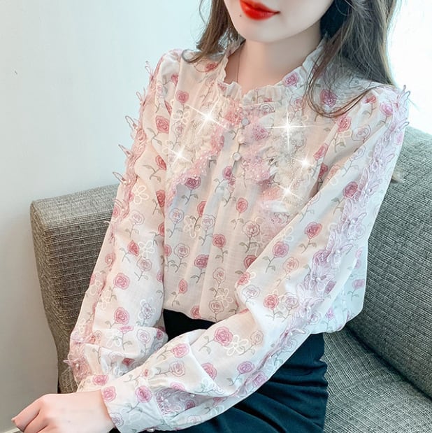 【tops】花柄シャツトップス　M28877