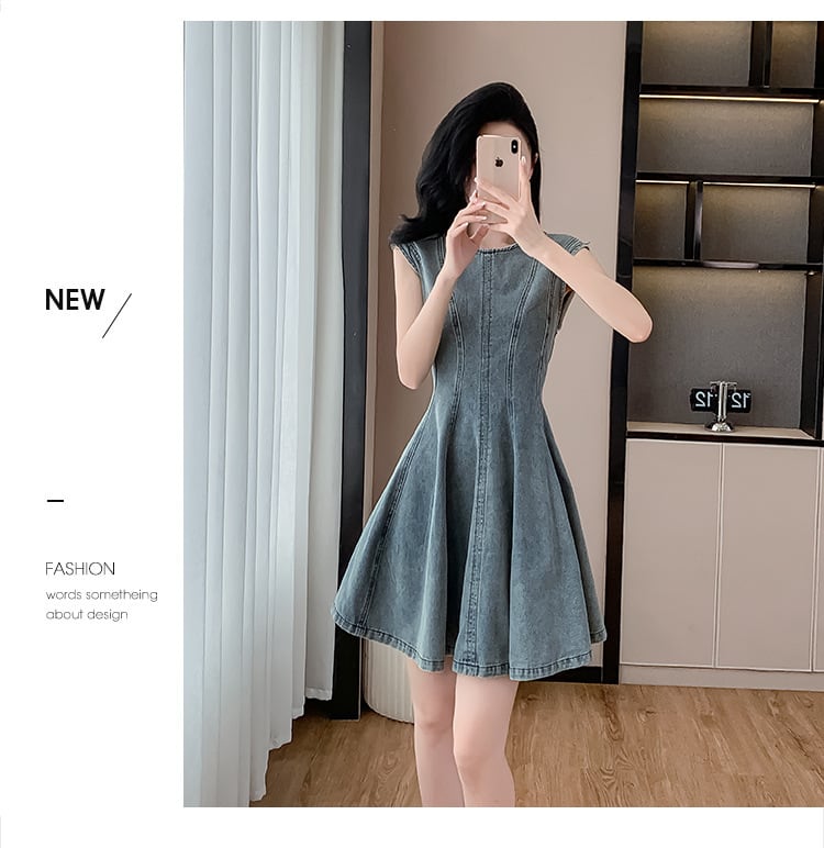 【dress】ノースリーブデニムワンピース　M24565