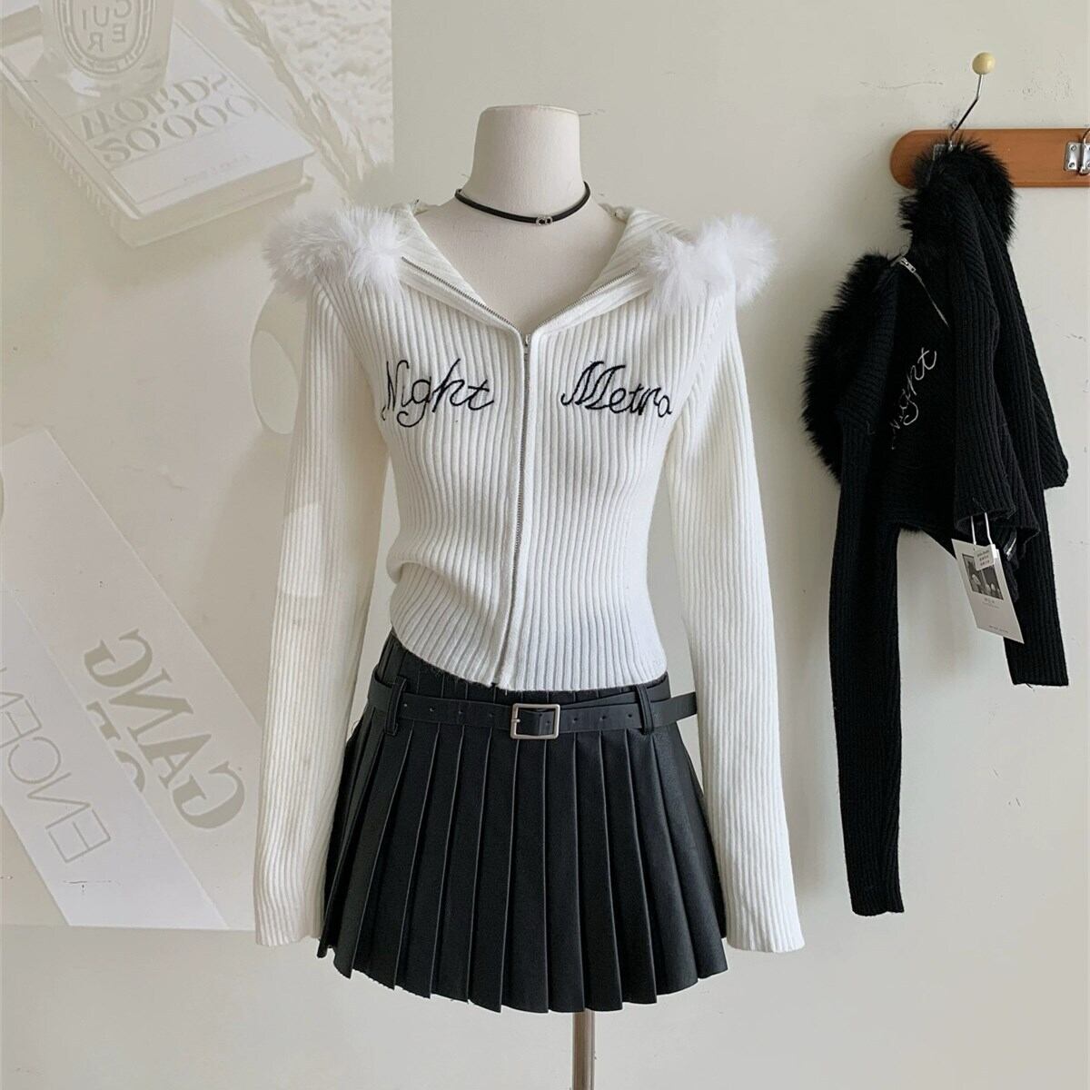 【tops】フードファーニットトップス　N2139