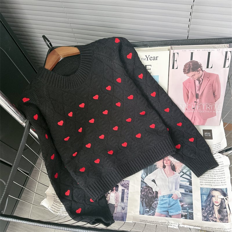 【tops】ハート柄ニットセーター　M25723