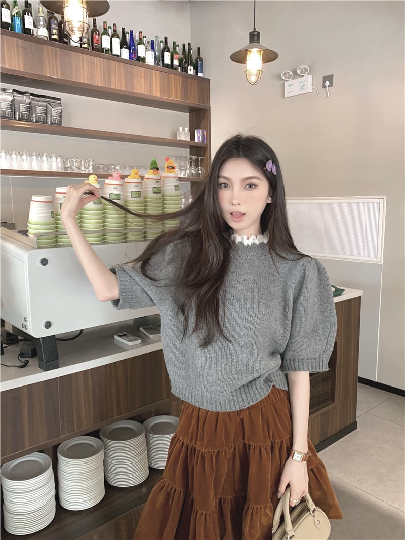 【tops】レースニットセーター　M26186