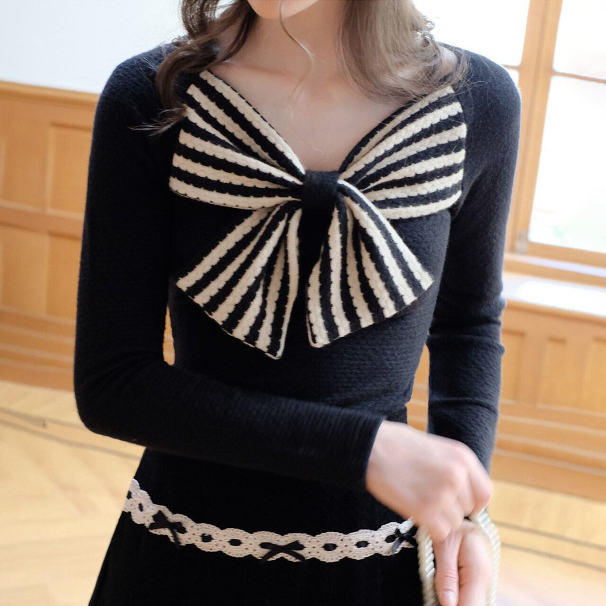 【tops】リボンニットトップス　N2795