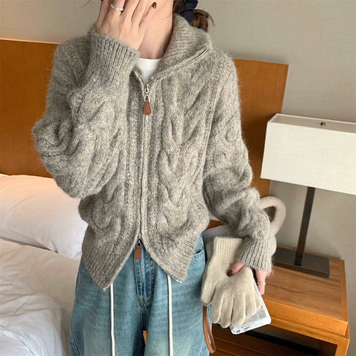 【outer】Wジップニットカーデ　M27741
