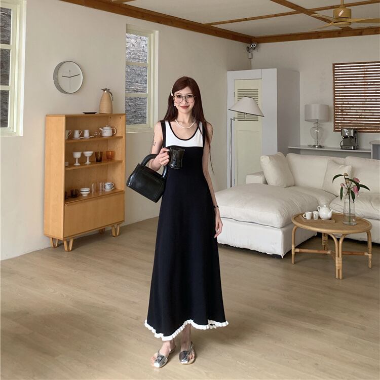 【dress】偽二つ切り替えニットキャミワンピース G20518