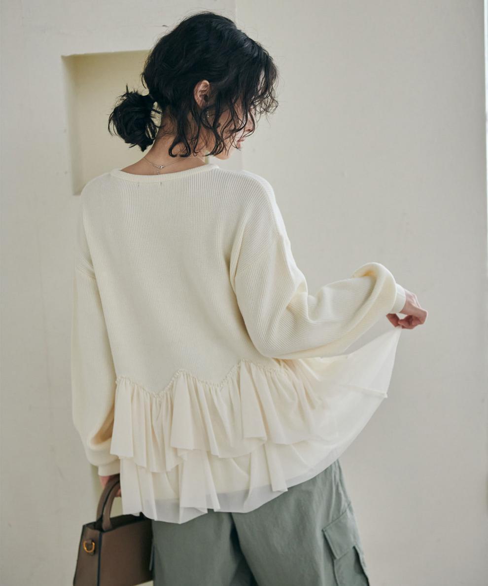 【tops】切り替えニットセーター　M25757